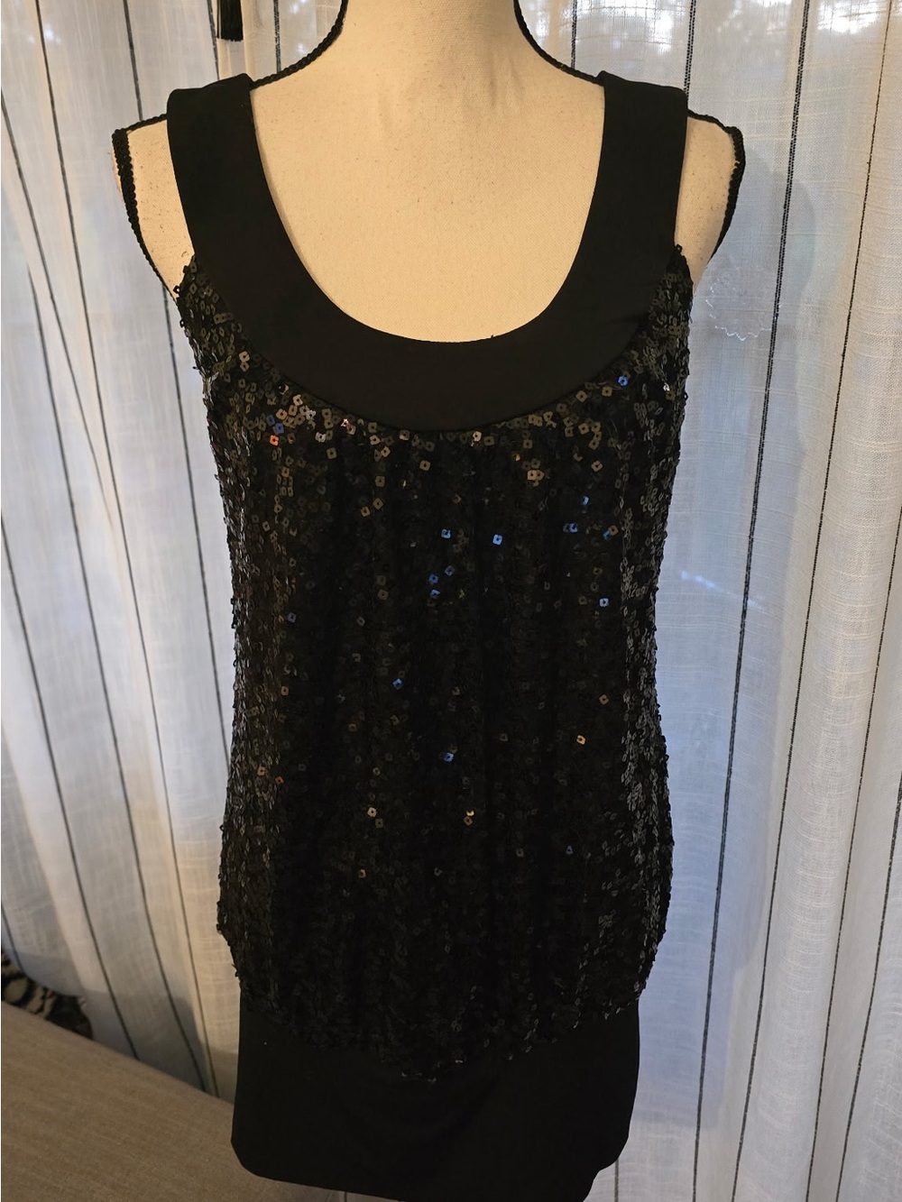Fleurish Black Sequin Scoop Neck Tank